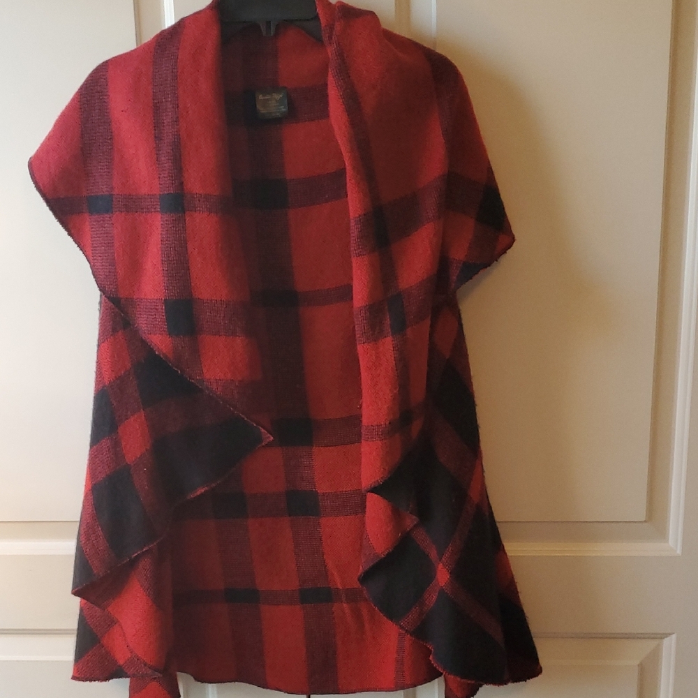 Plaid Red and Black Women's Vest